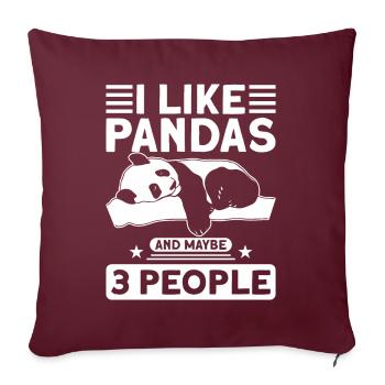 Panda Pandas Panda Lover Cadeau - Housse de coussin décorative 45 x 45 cm - bordeaux - Devant