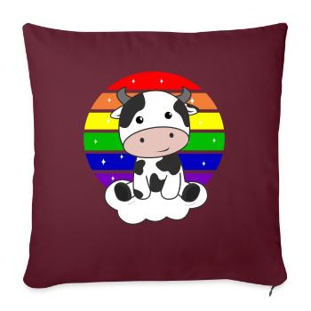 Regenbogen Kuh süße Kühe für Kinder - Sofakissenbezug 45 x 45 cm - Burgunderrot - Vorne