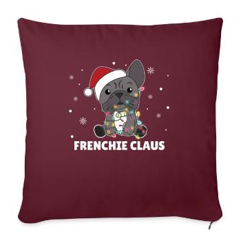 Français Bulldog Noël Jeu de mots Frenchie Claus - Housse de coussin décorative 45 x 45 cm - bordeaux - Devant