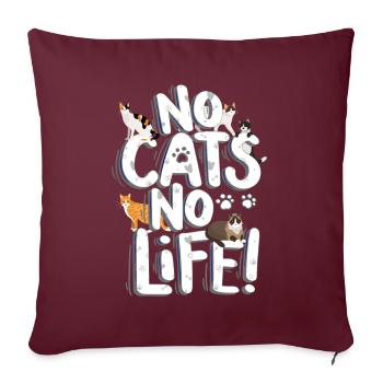 Pas de chats pas de vie chats Saint-Valentin - Housse de coussin décorative 45 x 45 cm - bordeaux - Devant