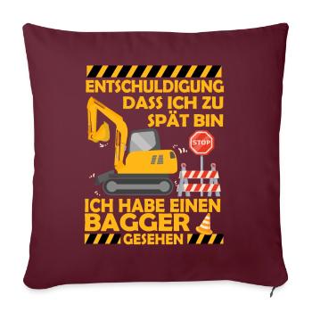 Ich habe einen Bagger gesehen Kinder Baustelle - Sofakissenbezug 45 x 45 cm - Burgunderrot - Vorne
