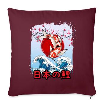 Pêcheur japonais de carpe koï - Housse de coussin décorative 45 x 45 cm - bordeaux - Devant