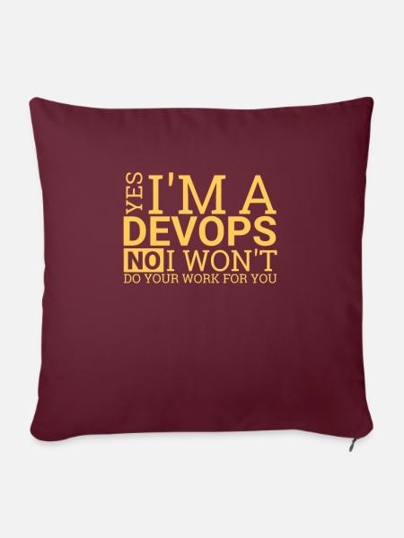 "DevOps Work | Softwareentwicklung" - Sofakissenbezug 45 x 45 cm - Burgunderrot