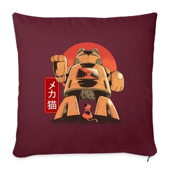 Cat Mech Robot Anime Mécanique Japonaise - Housse de coussin décorative 45 x 45 cm - bordeaux - Devant
