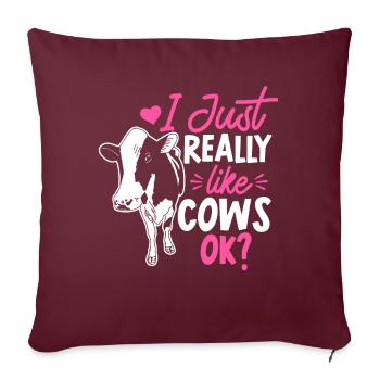 Agriculteur Amoureux des vaches Éleveur laitier Élevage de vaches - Housse de coussin décorative 45 x 45 cm - bordeaux - Devant