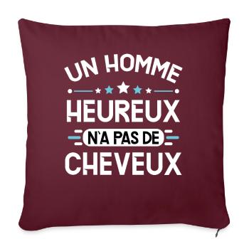 Chauve idée cadeau humour cheveux calvitie - Housse de coussin décorative 45 x 45 cm - bordeaux - Devant