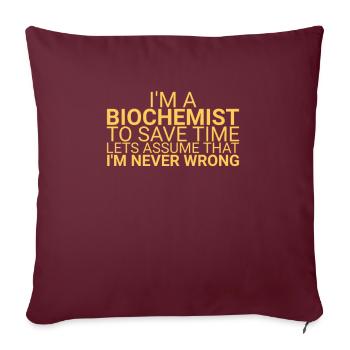 « | du temps des biochimistes Biochimie » - Housse de coussin décorative 45 x 45 cm - bordeaux - Devant