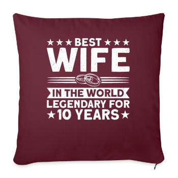 10 ans mariage couple cadeau d’anniversaire - Housse de coussin décorative 45 x 45 cm - bordeaux - Devant