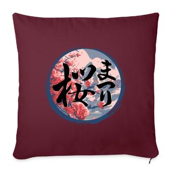 Japanische Sakura-Blüte Blumen Japanische Kanji - Sofakissenbezug 45 x 45 cm - Burgunderrot - Vorne