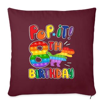 Pop It Dinosaurier Glücklich 8. Dino Geburtstag - Sofakissenbezug 45 x 45 cm - Burgunderrot - Vorne