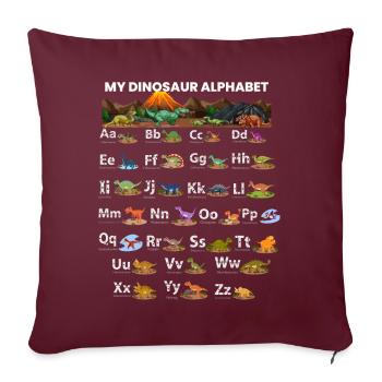 Mes amoureux des dinosaures ABC Kids Dino Alphabet - Housse de coussin décorative 45 x 45 cm - bordeaux - Devant