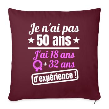 50 ans anniversaire millésime 1973 humour - Housse de coussin décorative 45 x 45 cm - bordeaux - Devant