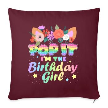 Pop It I'm The Birthdaygirl Magische Einhorn Party - Sofakissenbezug 45 x 45 cm - Burgunderrot - Vorne