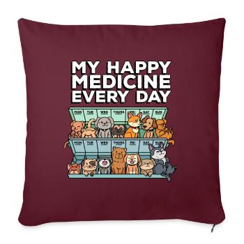 Ma pilule happy medicine tous les jours - Housse de coussin décorative 45 x 45 cm - bordeaux - Devant