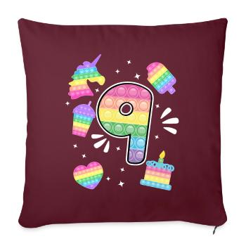 9. Geburtstag Pop 9 Jahr Party Für Mädchen pop it - Sofakissenbezug 45 x 45 cm - Burgunderrot - Vorne