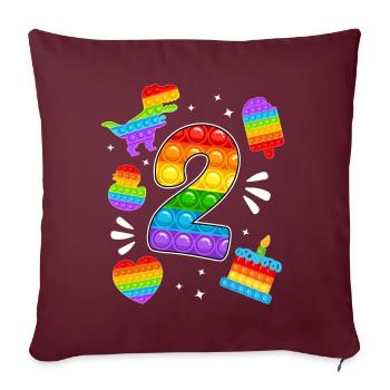 2. Geburtstag Pop 2 Jahr Party Für Jungen pop it - Sofakissenbezug 45 x 45 cm - Burgunderrot - Vorne