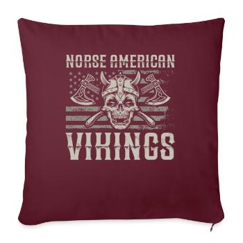 Vikings américains nordiques Us Independence Day - Housse de coussin décorative 45 x 45 cm - bordeaux - Devant