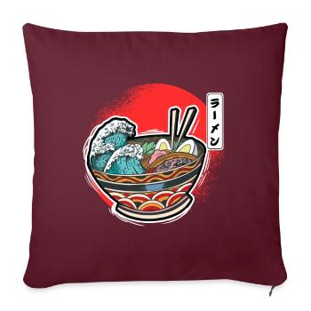 Ramen Bowl Wave Soupe de nouilles japonaises - Housse de coussin décorative 45 x 45 cm - bordeaux - Devant