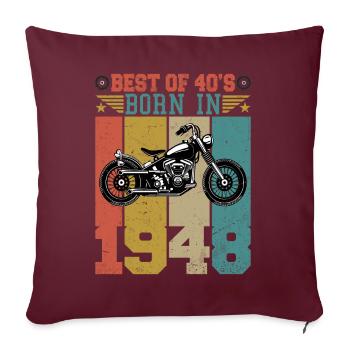 Le meilleur des années 40 né en 1948 Moto vintage - Housse de coussin décorative 45 x 45 cm - bordeaux - Devant