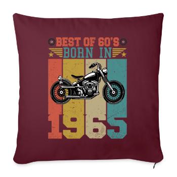 Le meilleur de la moto vintage 1965 née des années 60 - Housse de coussin décorative 45 x 45 cm - bordeaux - Devant