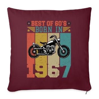Le meilleur de la moto vintage 1967 née des années 60 - Housse de coussin décorative 45 x 45 cm - bordeaux - Devant