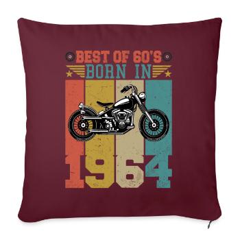 Le meilleur de la moto vintage 1964 née des années 60 - Housse de coussin décorative 45 x 45 cm - bordeaux - Devant