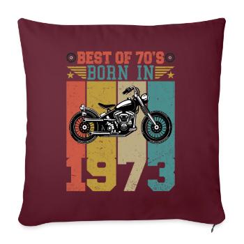 Le meilleur de la moto vintage 1973 née des années 70 - Housse de coussin décorative 45 x 45 cm - bordeaux - Devant
