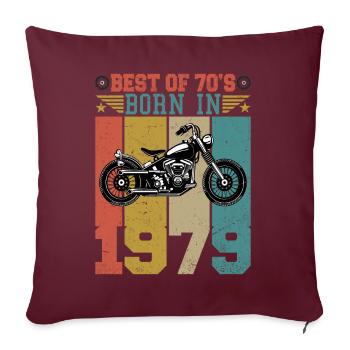 Le meilleur de la moto vintage 1979 née des années 70 - Housse de coussin décorative 45 x 45 cm - bordeaux - Devant