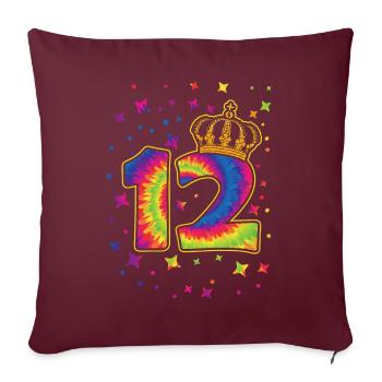 Tie-dye fête d’anniversaire 12 ans 12 ans - Housse de coussin décorative 45 x 45 cm - bordeaux - Devant