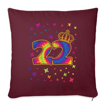 Tie-dye 22ème fête d’anniversaire 22 ans - Housse de coussin décorative 45 x 45 cm - bordeaux - Devant