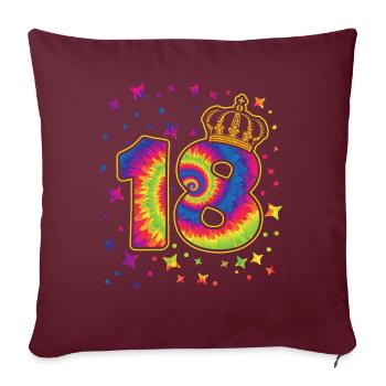 Tie-dye fête d’anniversaire 18 ans 18 ans - Housse de coussin décorative 45 x 45 cm - bordeaux - Devant
