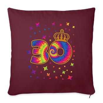 Tie-dye Fête du 30e anniversaire 30 ans - Housse de coussin décorative 45 x 45 cm - bordeaux - Devant