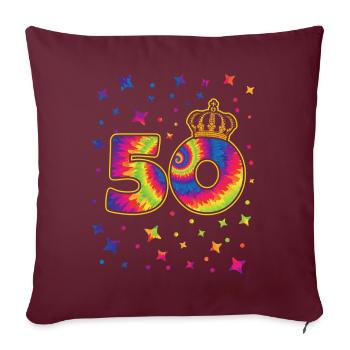Tie-dye fête d’anniversaire 50 ans 50 ans - Housse de coussin décorative 45 x 45 cm - bordeaux - Devant