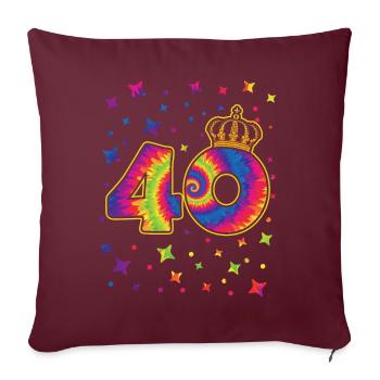 Tie-dye fête d’anniversaire 40 ans 40 ans - Housse de coussin décorative 45 x 45 cm - bordeaux - Devant
