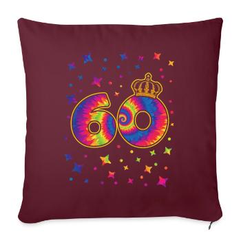 Tie-dye Fête d’anniversaire 60 ans 60 ans - Housse de coussin décorative 45 x 45 cm - bordeaux - Devant