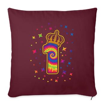 Batik-1. Fête d’anniversaire Célébrant de 1 an - Housse de coussin décorative 45 x 45 cm - bordeaux - Devant