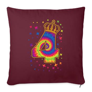 Tie-dye fête d’anniversaire 4 ans - Housse de coussin décorative 45 x 45 cm - bordeaux - Devant