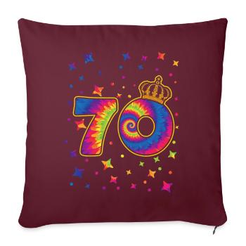 Tie-dye fête du 70e anniversaire 70 ans - Housse de coussin décorative 45 x 45 cm - bordeaux - Devant