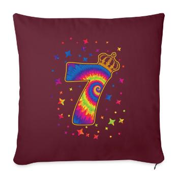 Tie-dye fête d’anniversaire 7 ans - Housse de coussin décorative 45 x 45 cm - bordeaux - Devant