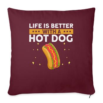 Hotdog Liebe Hot Dog Kartoffel Wurst - Sofakissenbezug 45 x 45 cm - Burgunderrot - Vorne
