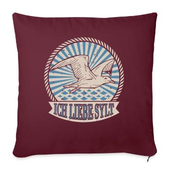 J'aime Sylt mon île pour se détendre à Möwe - Housse de coussin décorative 45 x 45 cm - bordeaux - Devant