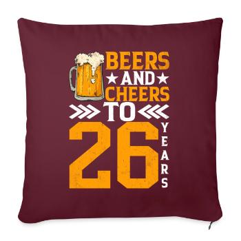 Acclamations et bière à 26 ans Chope de bière mousseuse - Housse de coussin décorative 45 x 45 cm - bordeaux - Devant