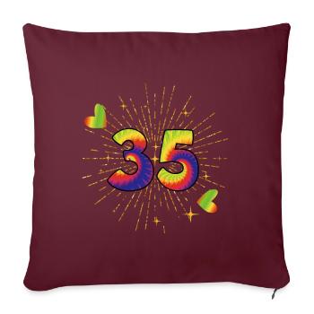 Tie-dye fête d’anniversaire 35 ans 35 ans - Housse de coussin décorative 45 x 45 cm - bordeaux - Devant
