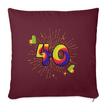 Tie-dye fête d’anniversaire 40 ans 40 ans - Housse de coussin décorative 45 x 45 cm - bordeaux - Devant