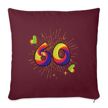 Tie-dye Fête d’anniversaire 60 ans 60 ans - Housse de coussin décorative 45 x 45 cm - bordeaux - Devant