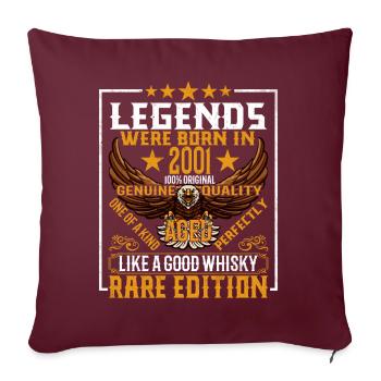 Legenden Wurden 2001 Geboren, Gealtert Wie Whisky - Sofakissenbezug 45 x 45 cm - Burgunderrot - Vorne