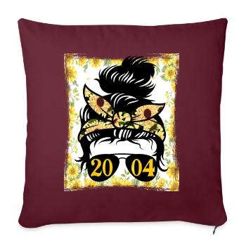 Tournesol Maman Née 2004 Anniversaire - Housse de coussin décorative 45 x 45 cm - bordeaux - Devant
