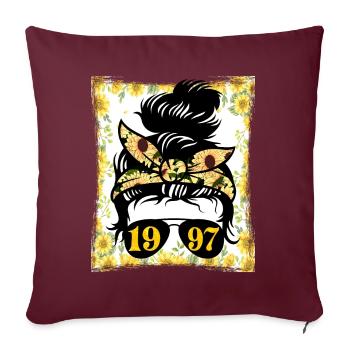 Tournesol Maman Née 1997 Anniversaire - Housse de coussin décorative 45 x 45 cm - bordeaux - Devant