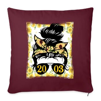Tournesol Maman Née 2003 Anniversaire - Housse de coussin décorative 45 x 45 cm - bordeaux - Devant