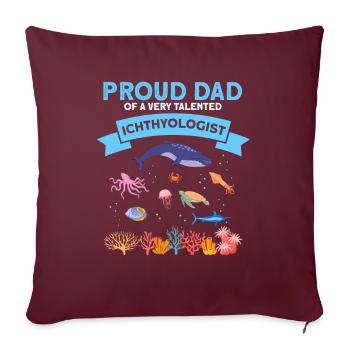 Fier Papa Ichtyologiste Biologiste marin Océan Mer - Housse de coussin décorative 45 x 45 cm - bordeaux - Devant